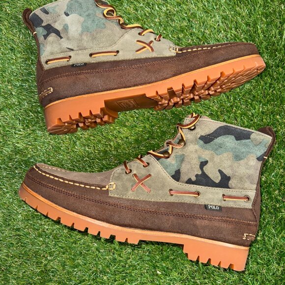 Polo Ralph Lauren Country Ranger MID Camo Brown Leather Suede Boots Men\'s main image 4